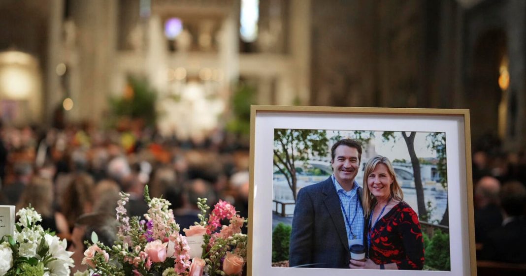 Hundreds gather for the funeral of Melissa and Mark Hortman