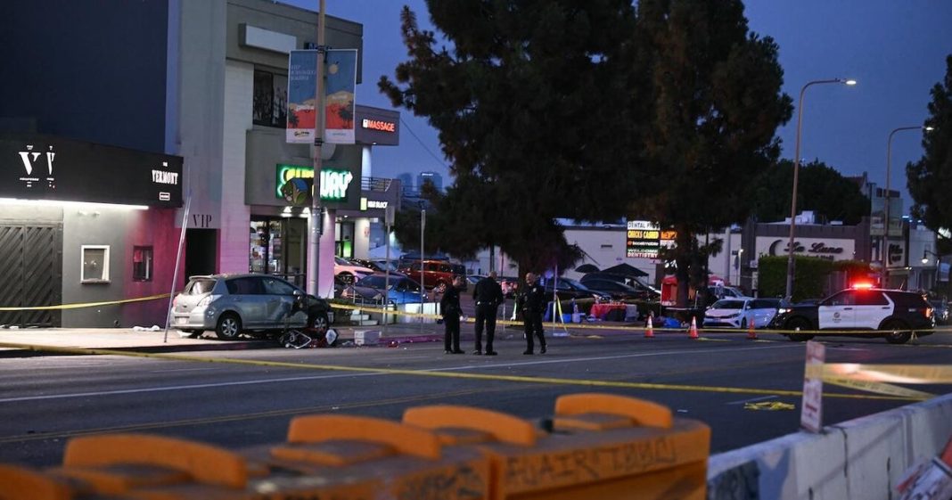 Driver crashes into line of people in L.A., police say he was shot
